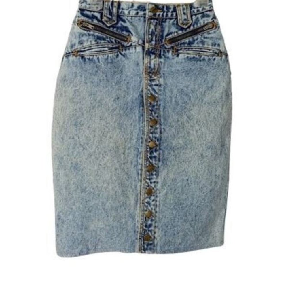 Vintage 90's Y2K Get Used by Elie Acid Wash Denim Pencil Skirt Pockets